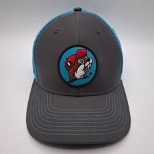 Buc-ee's Hat Snapback Advertising Trucker Cap Gray Teal Blue Mesh Patch Logo