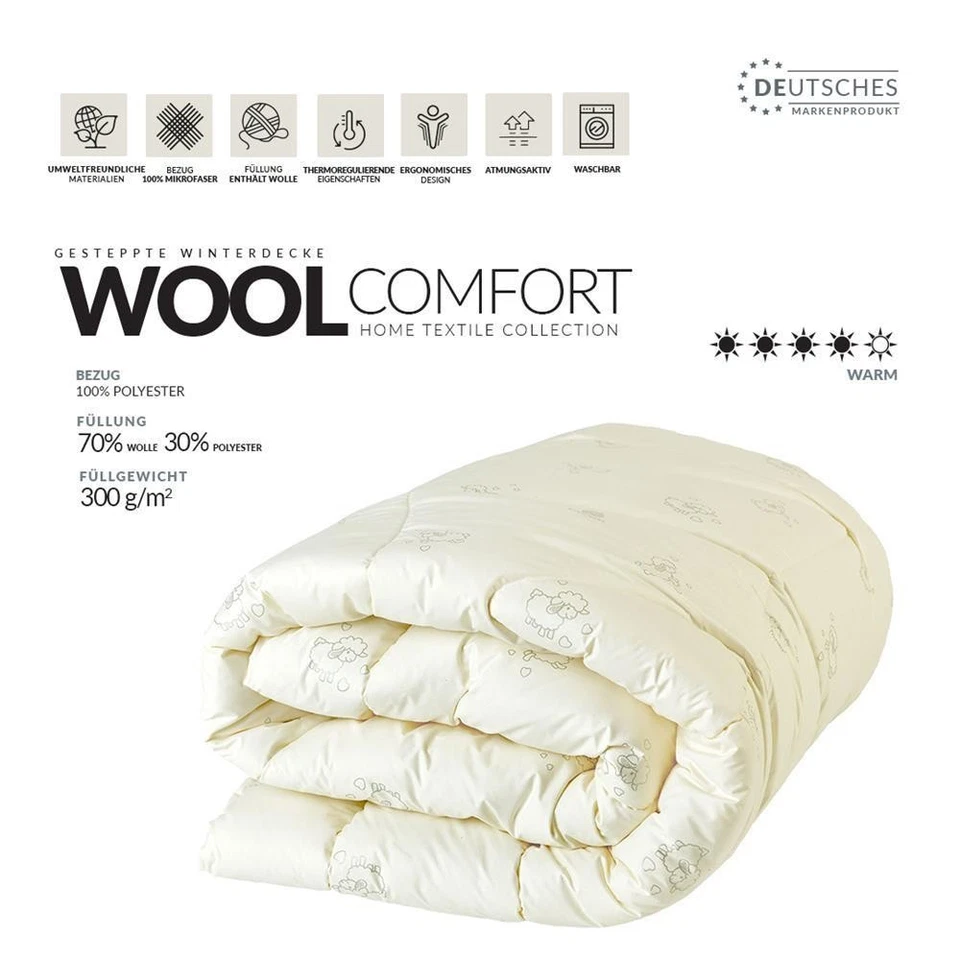 Winterbettdecke - Bettdecke Wolldecke- mit echter Schafwolle Winterdecke - Bild 2 von 4