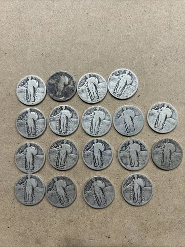 Lot Of 18 Standing Liberty Quarter Silver. $4.50 Face Value