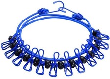11ft Blue Windproof Clothesline with 12 Clips, Adjustable for 11 feet,