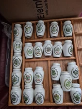 Vintage Set of 23 Gloria Concepts Franklin Mint Porcelain Spice Jars - Read Info