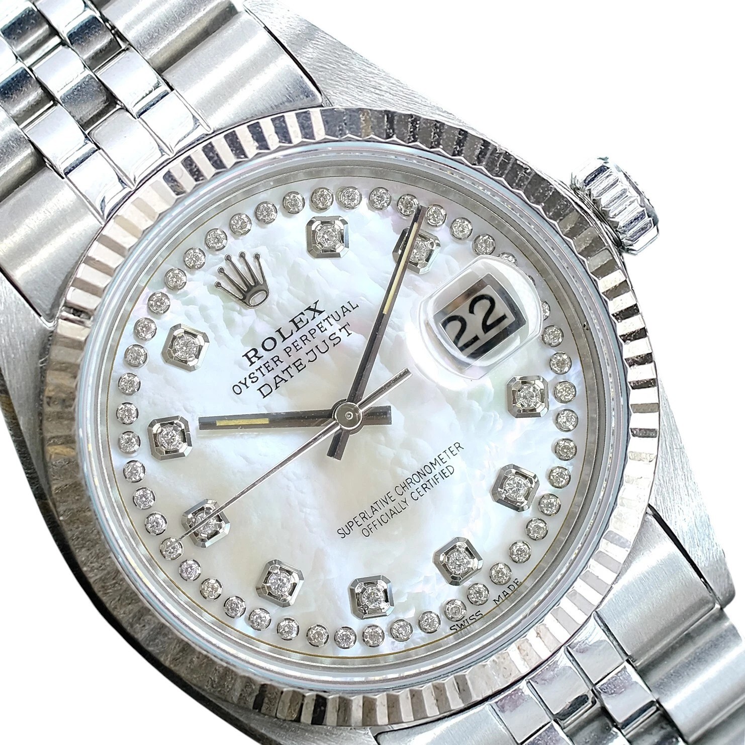 Rolex Datejust Gold Steel White Fluted