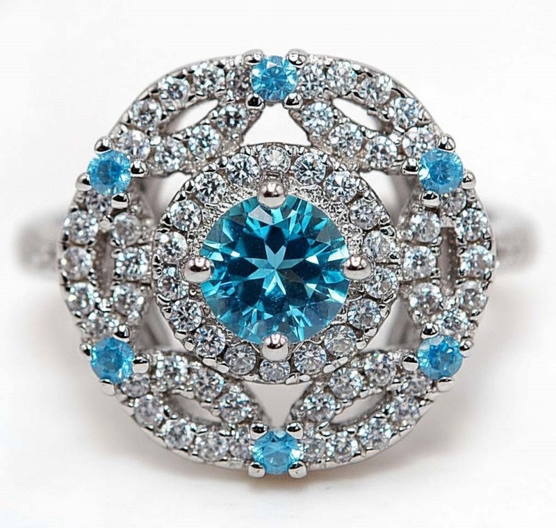 2CT Heat Treated Blue Topaz 925 Sterling Silver Ring Jewelry Sz 6 NF1-7