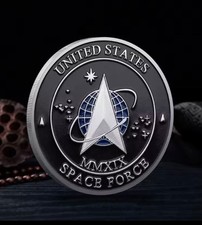 USAF Space Force Silver plate Challenge Coin and Heros Valor Prayer Courage Coin