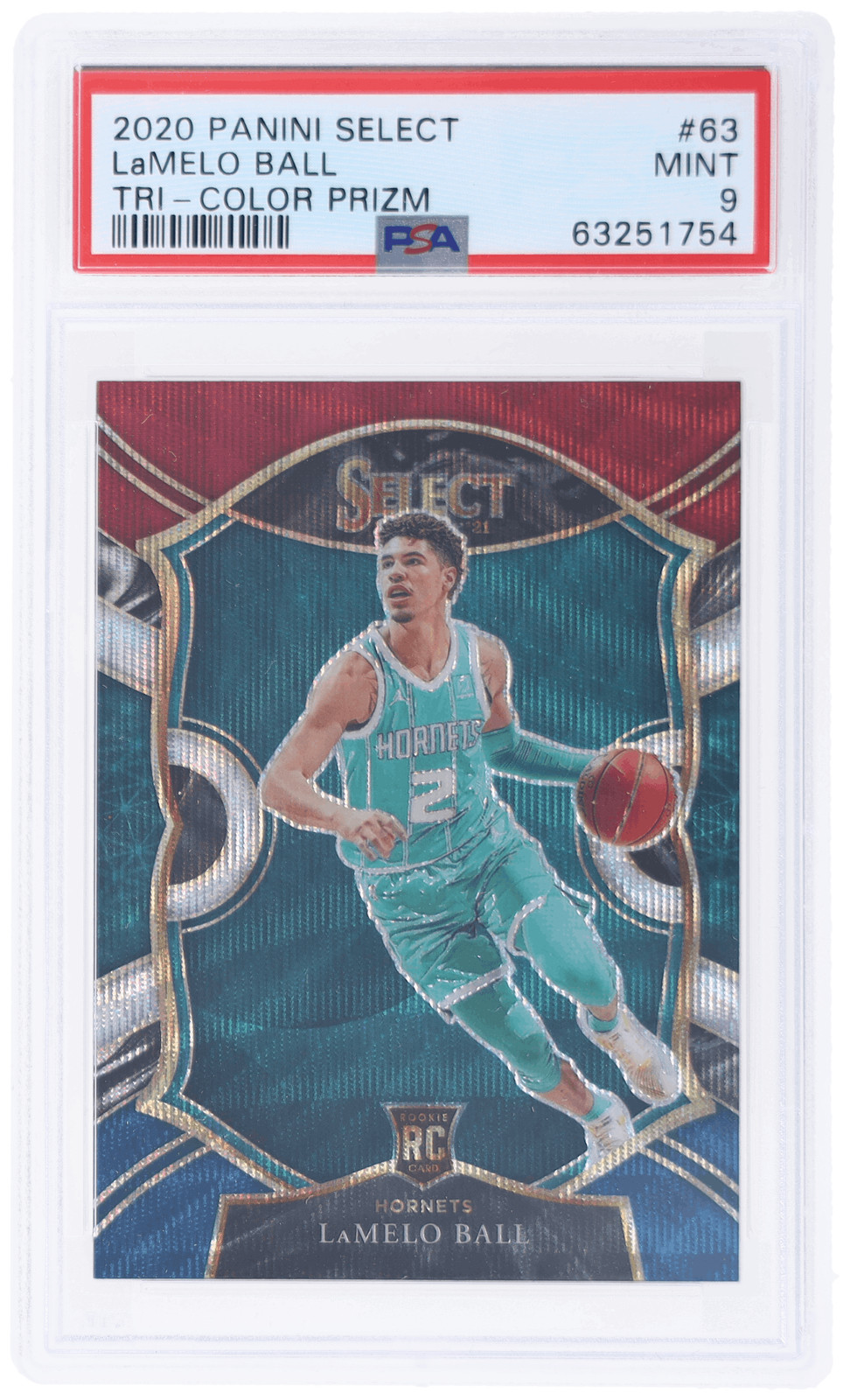 2020 Panini Select Lamelo Ball Concourse Tri Color Prizm #63 PSA 9 Rookie RC