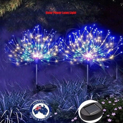 2X Fireworks LED Fairy Lights Starburst Solar Xmas Garden Night Lamp Outdoor