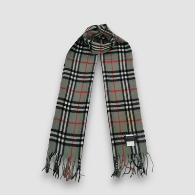 Vintage Burberry Wool Scarf Classic Nova Check Winter Warmer Neck Scarves