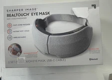 Sharper Image RealTouch Eye Mask Massager Hot & Cold + Bluetooth-Grey.