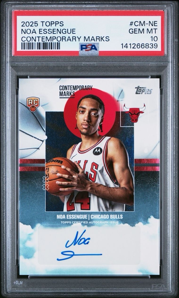 2025 Topps Basketball # CM-NE Noa Essengue Contemporary Marks PSA 10 Card Auto !