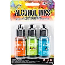 Ranger Tim Holtz Alcohol Ink .5oz 3/Pkg-Spring Break-Valencia/Limeade/Turquoise