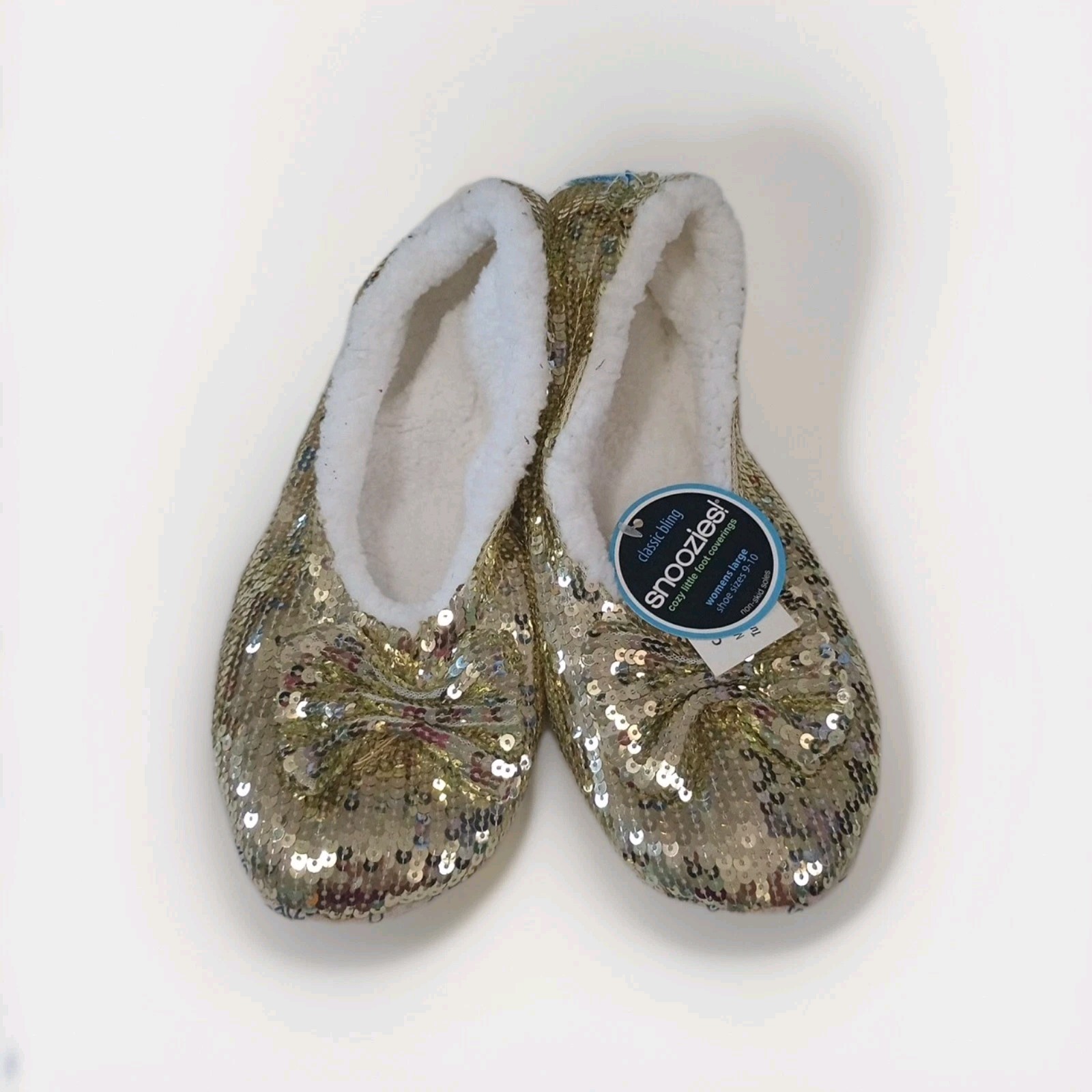 PANTOFOLA D’ORO Pantofole Snoozies Super Pink Radiance con paillettes taglia 6 nuove con etichetta