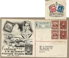 Australia 1950 WW QV Postage Imprint Bllock 4 Registered FDC Cover w Cinderella