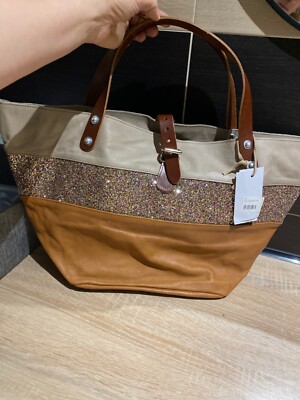 sac estellon en cuir marron sequins brillant