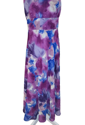 Dress Barn Womens Size 10 Purple Dress Zip Back Thick Strap Floral Watercolor - Picture 10 of 24