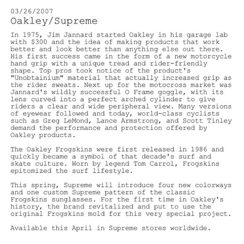 2007 1st supreme Collaboration OAKLEY frogskins With cloth case collection b165 - Picture 20 of 20