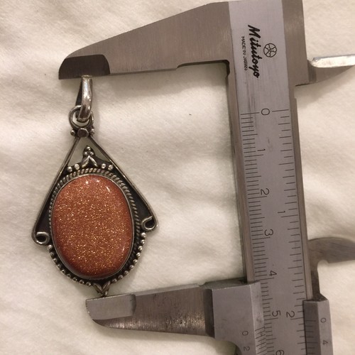 Vintage handgefertigter Goldstein & Silber Anhänger Schmuck Unisex Stil 70’er Sterling - Bild 8 von 11