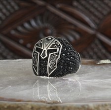 Spartan design 925 Silver Sterling multi black onyx stones men ring