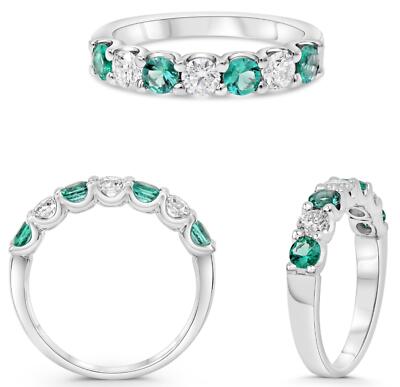 DIAMOND AAA EMERALD 14KT WHITE GOLD 3D ROUND