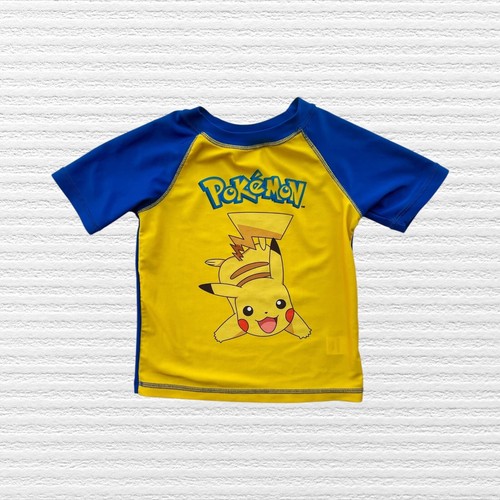 Pokémon Pikachu Boys Swim Shorts & Rash Guard Yellow Blue Short Sleeve Size 4 - Picture 2 of 22