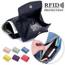 Womens RFID-Blocking Small Leather Wallet Card Holder Change Purse Card Slot Bag