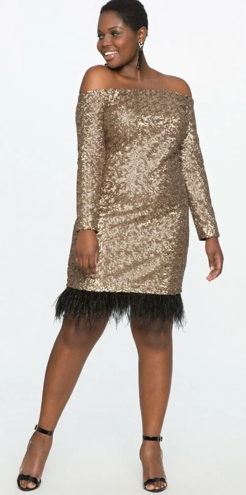 Eloquii gold 2025 sequin dress