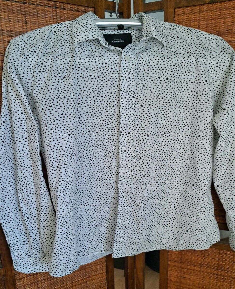 Pull and Bear Men's Art Shirt Modern Young Buttoned US Size Large