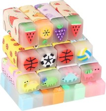 Cute Erasers for Kids Bulk 16 Pack Animal Food Fun Desk Pets Pencil Jelly