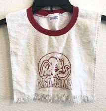 Vtg Big Fan Terry Cloth Alabama Elephant Pull Over Baby Toddler Bib ROLL TIDE