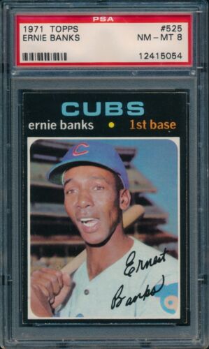1971 Topps Baseball Ernie Banks #525 PSA 8 CUBS NM-MT HOF
