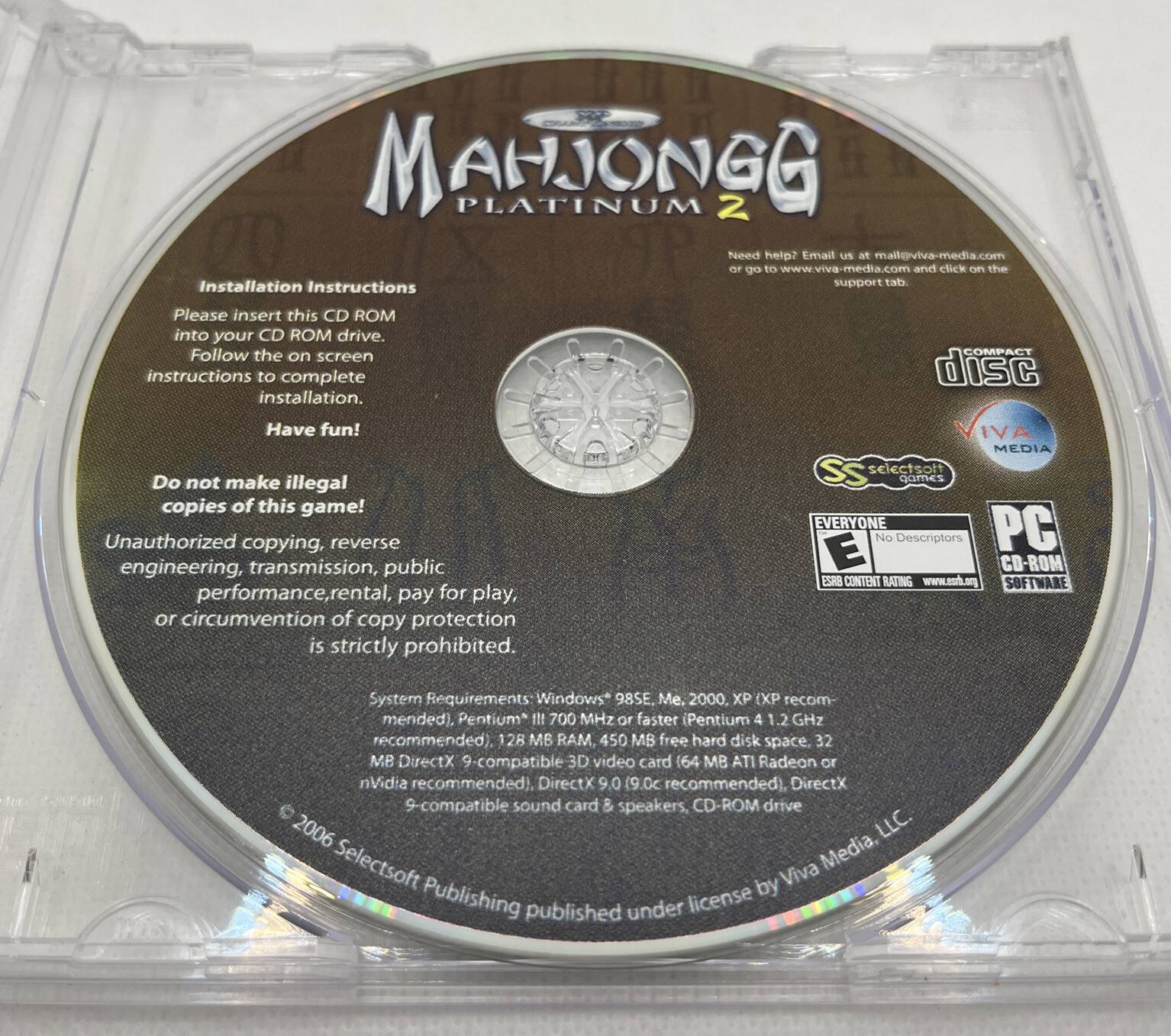 Mahjongg Platinum 2 (PC CD-ROM, 2006, Jewel Case w/ Slipcover, Viva ...