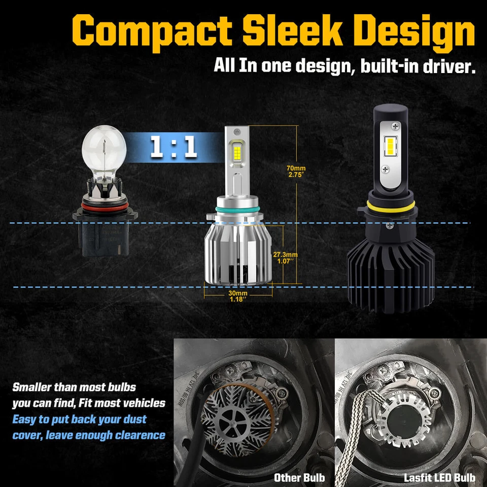 2x PSX26W LED Fog Light Bulbs for 2016-2021 Chevy Tahoe Suburban Yukon XL LCplus - Image 3 of 4