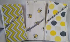 Set of 3 Baby Yellow Cloth Diaper Burp Rags 100 Cotton and Flannel Brand NEW
