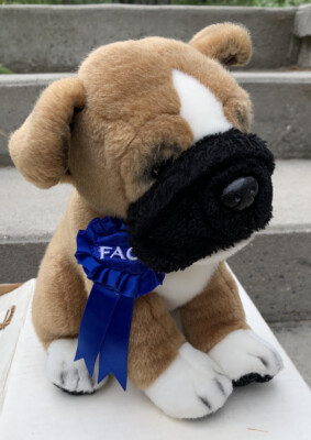 FAO Schwarz Blue Ribbon Boxer Plush Stuffed Puppy Dog 10