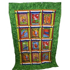 Handmade Reversible Quilt Jungle Zoo Animals Twin 67"x 47" Colorful Girls