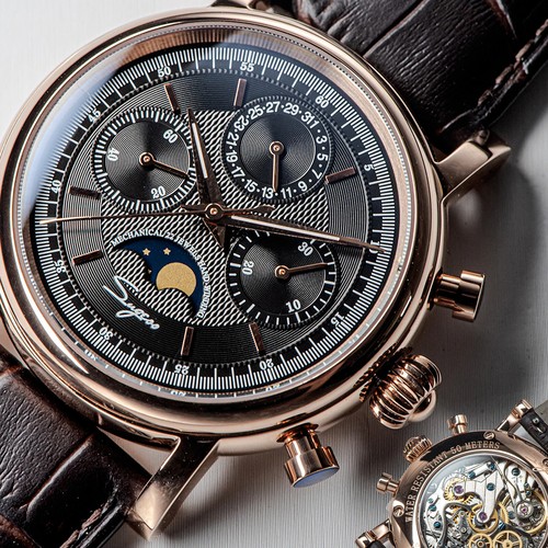 Orologio Da Uomo Sugess MoonPhase Master Cronografo Meccanico Gabbiano 1963 SU1908GZ - Foto 1 di 8