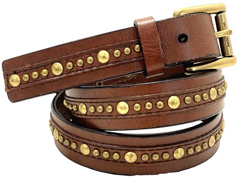 Lucky Brand Brown Leather Womens Belt Solid Brass Buckle 
