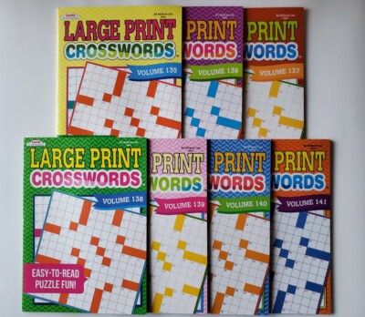 7 Kappa Puzzles Large Print Crosswords Activity Books Vol# 135-141 Easy ...