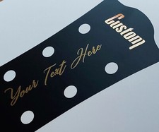 Custom Guitar Headstock Vintage Style Sticker Decals Gold Chrome & Satin Gold