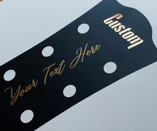 Custom Guitar Headstock Vintage Style Sticker Decals Gold Chrome & Satin Gold
