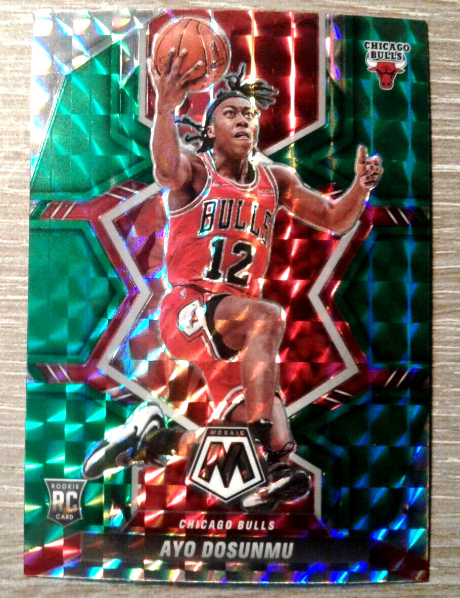 2021-22 Panini Mosaic Ayo Dosunmu RC Green Prizm #233, Parallel