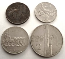 ITALIA 10 20 50 CENTESIMI 1928, 1909, 1919 bordo liscio e 2 LIRE 1923 OO10.3