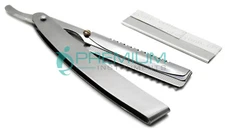 UPDATED REVISED Razor W/ 2 Blades Barber Stainless Steel New Instruments