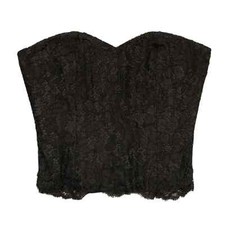 VTG black lace corset fully lined no cup padding with ribbing