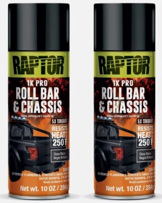 Raptor 4900 1K Gloss Black Roll Bar & Chassis Paint 10 oz each (2 Pack)