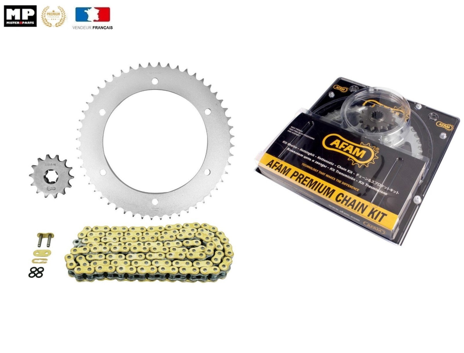 Kit chaîne Afam pas de 428 pour rénover la transmission de moto Hyosung 125 Comet GT R 03-15
