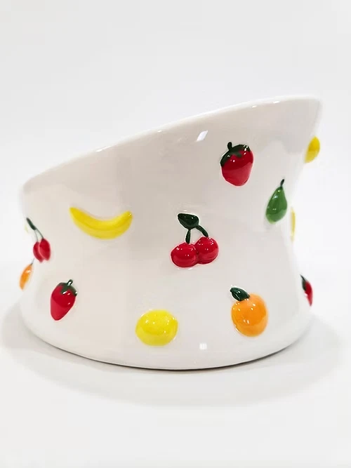 Grifos para gatos serie artesanal ~ plato de comida de cerámica elevado e inclinado para gatos ~ mini frutas Foto 2 de 4