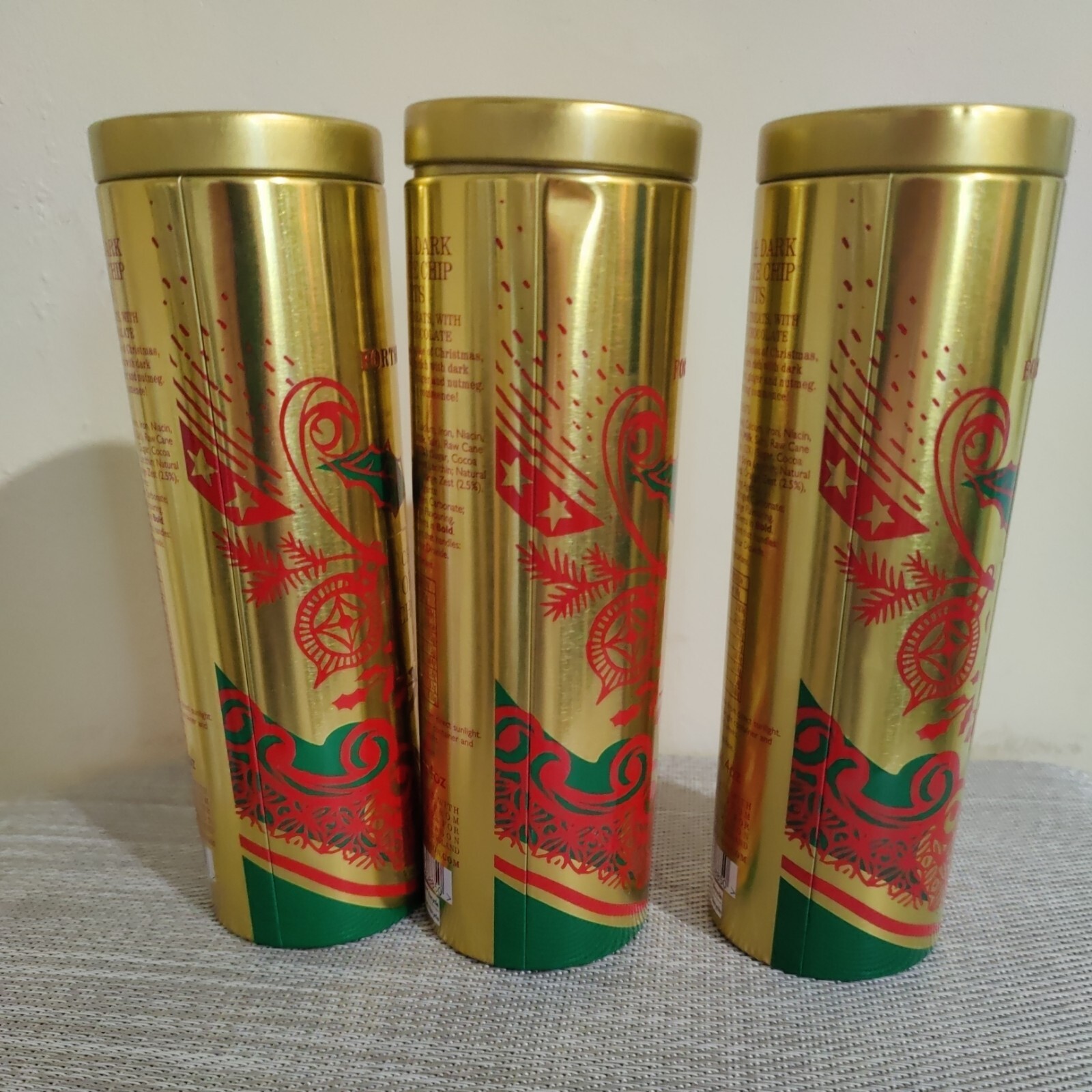 3 FORTNUM & MASON Christmas Orange & Chocolate Biscuit Tins. Used