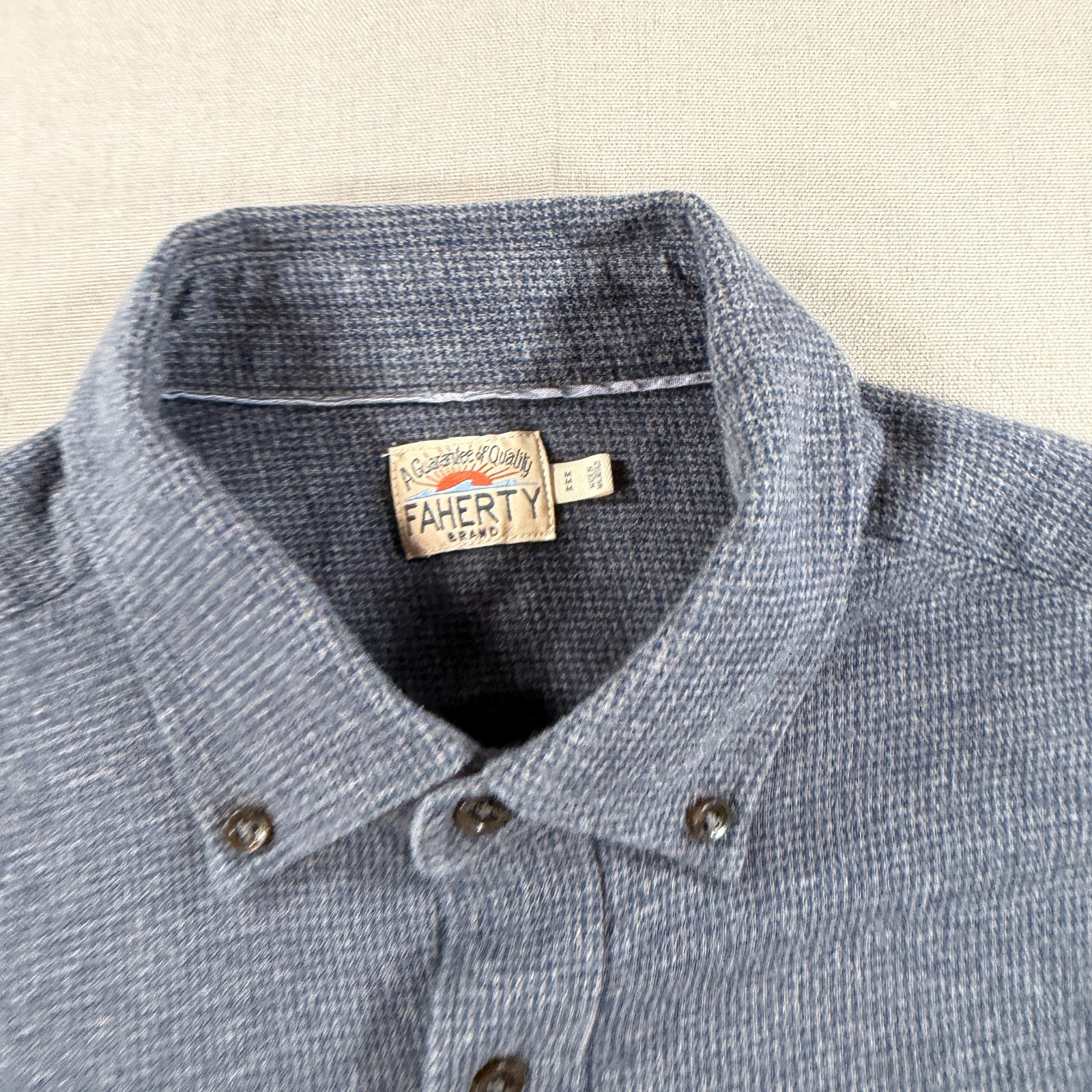 Faherty Houndstooth Flannel Button Down Shirt Men… - image 4