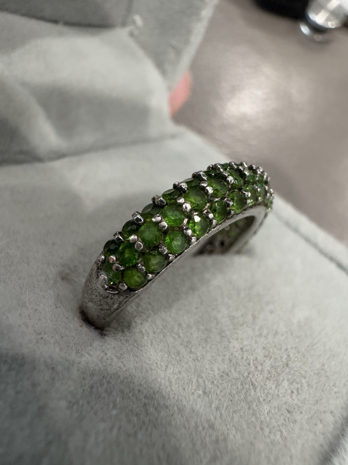 Beautiful sterling silver stackable with Green pa… - image 2
