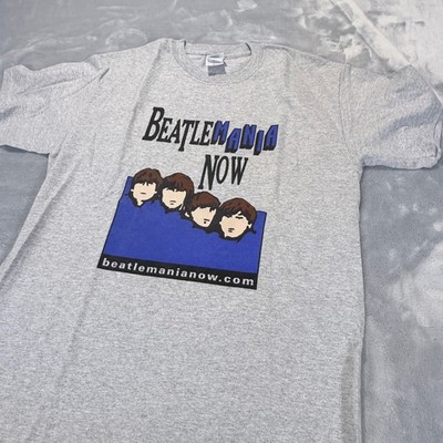 Beatlemania Now Tribute Band Graphic T-Shirt Mens Medium Gray Gildan Cotton